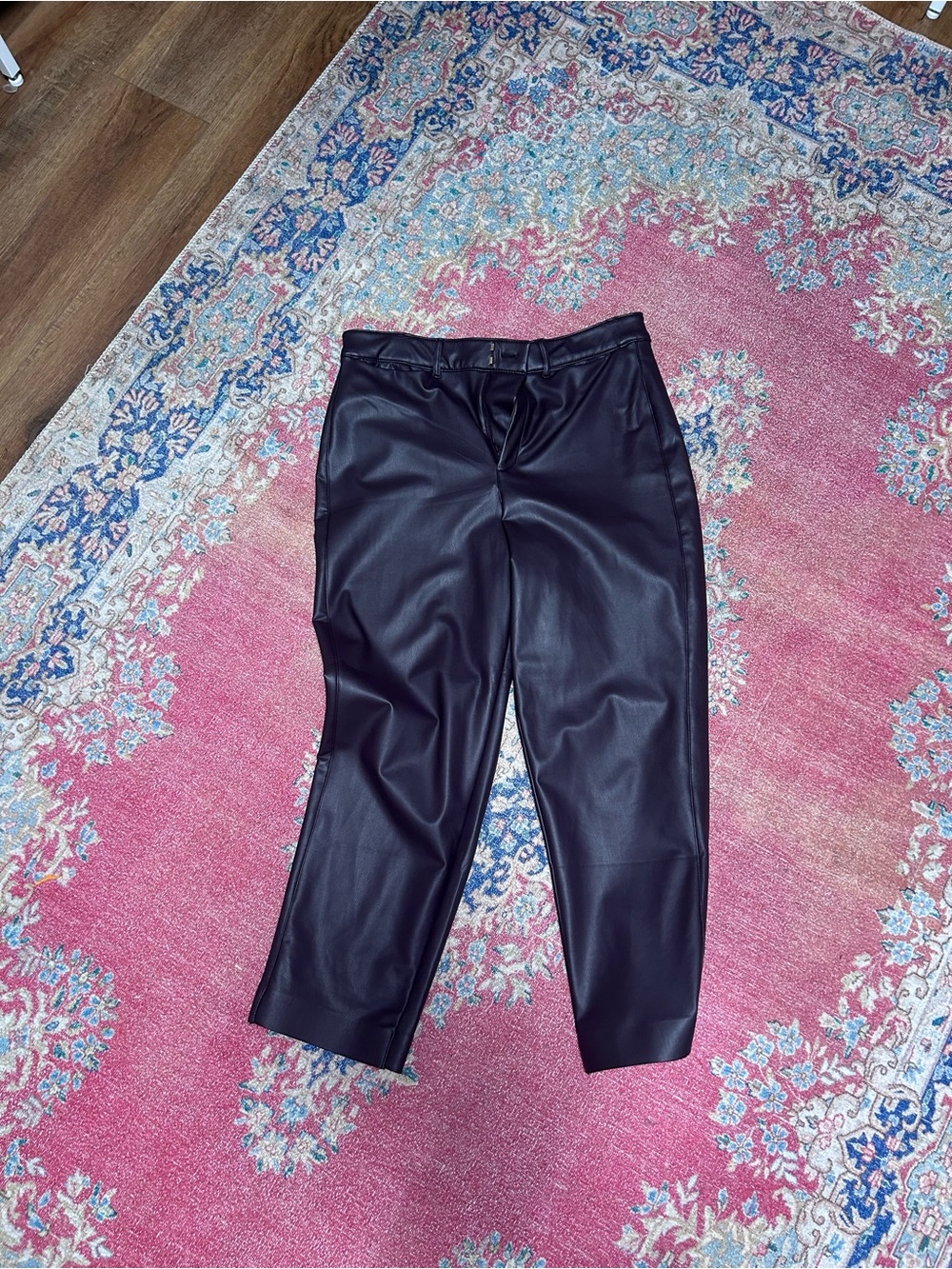 Old Navy Brown Faux Leather Pixie Straight Pants